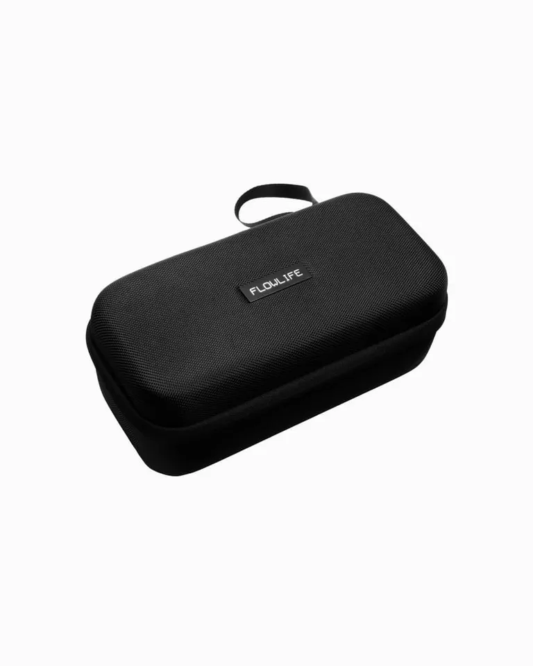 Black protective hard-shell carrying case for Flowsonic Pro featuring a zippered closure and top handle.