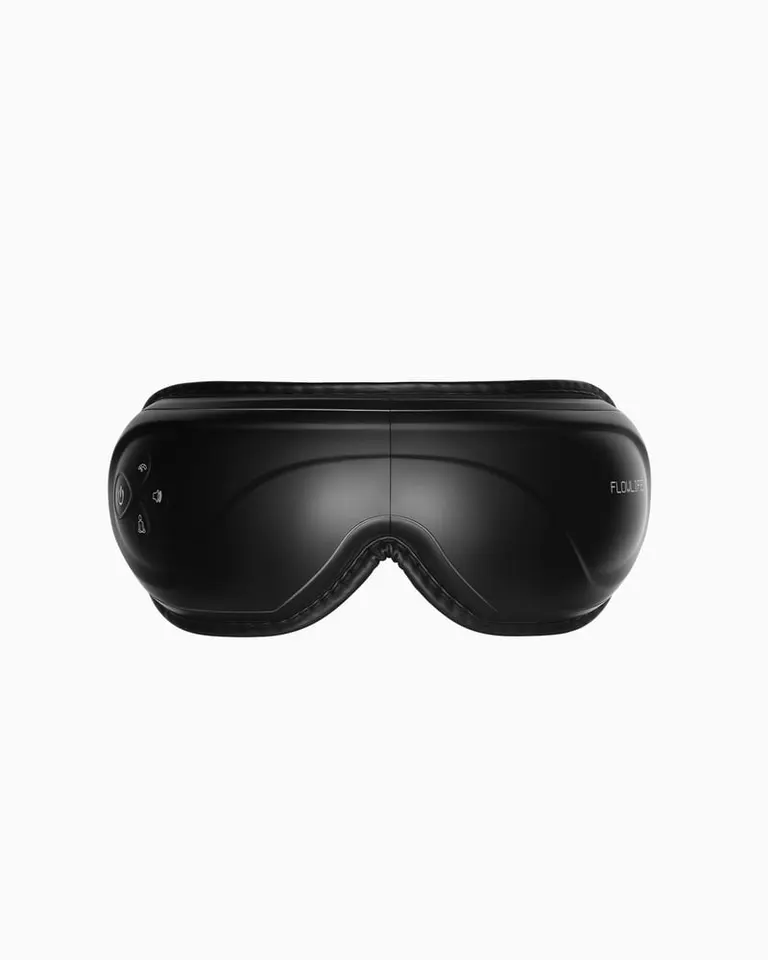 Matte black Flowpression Goggles featuring a sleek ergonomic design for eye compression and heat therapy.