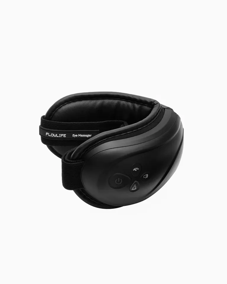 Black Flowpression Goggles featuring integrated control buttons and a soft padded interior for eye compression therapy.