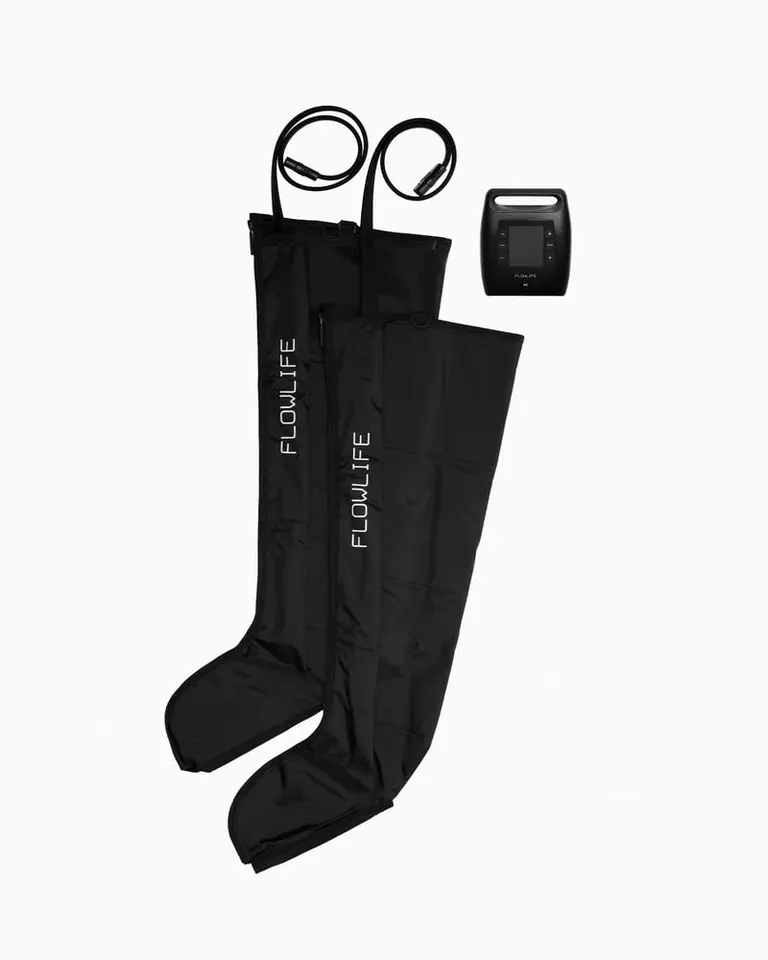 Black Flowpression Boots Pro+ M with a control unit for pneumatic air compression and circulation support.